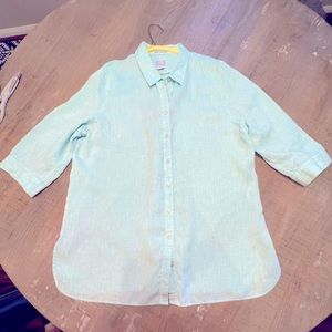 Chico’s light mint green linen tunic shirt